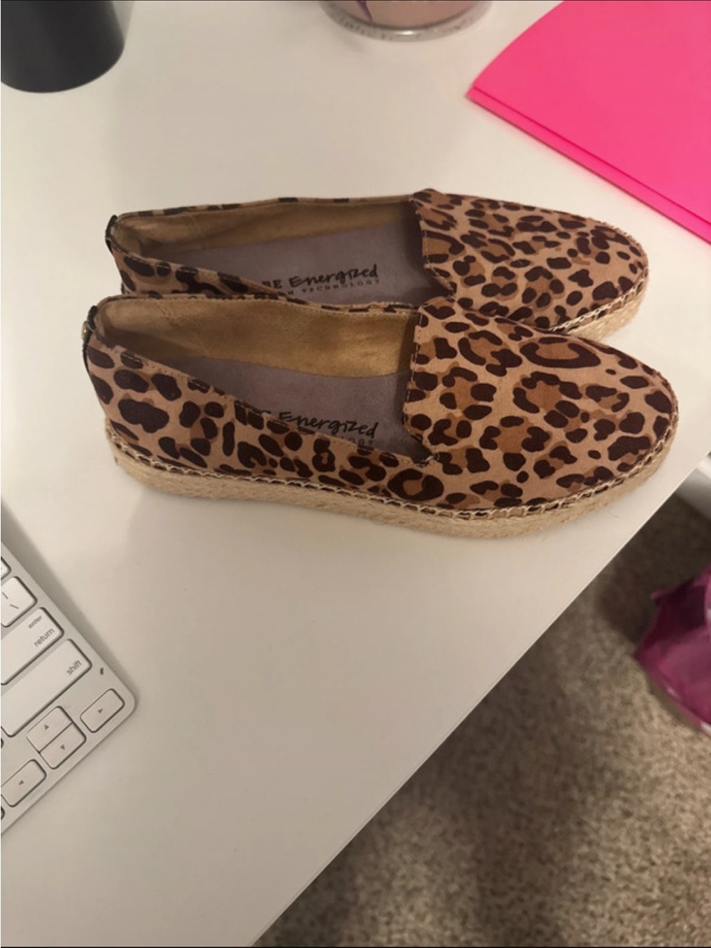 Leopard Print Espadrille Slip-On Flats - Tan/Brown Dr. Scholls. Sz. 7 great shap